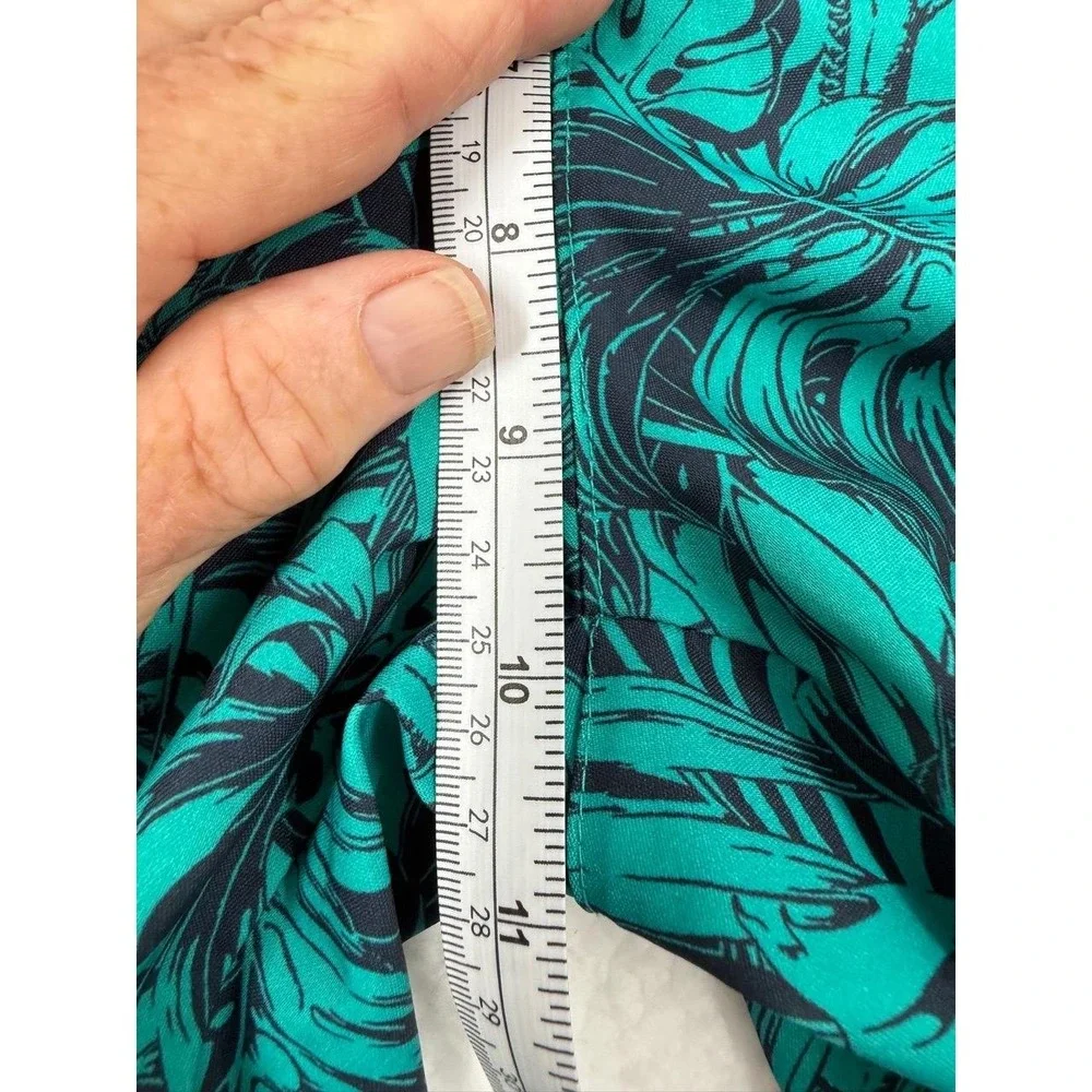 Columbia Green Black Tropical Print Drawstring Waist Casual Swim‎ Trunks Large